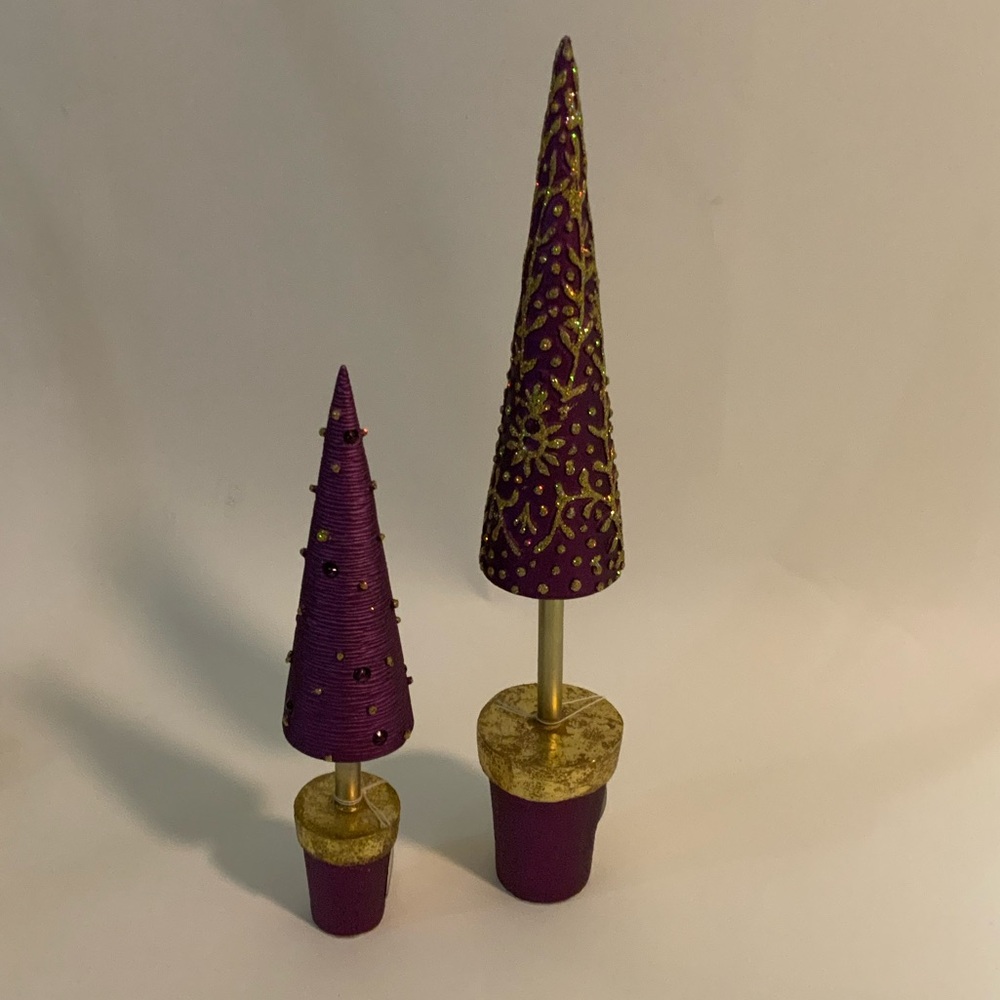 Silvestri Purple and Gold Decorative Cone Trees